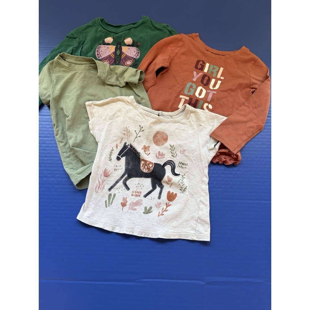 Toddler Girls 2T Long Sleeve Shirts Lot of 4 – Horse, Butterfly, Girl Power